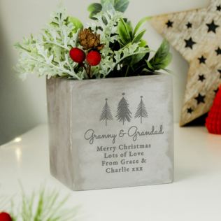 Personalised Christmas Tree Concrete Planter Product Image