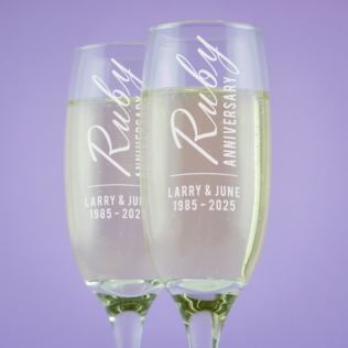 Personalised Ruby Anniversary Champagne Flutes Product Image