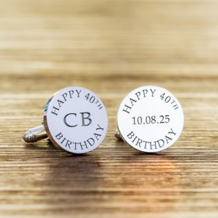 Happy 40th Birthday Cufflinks - Silver Finish Product Image