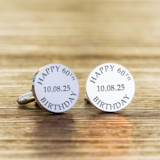 Happy 60th Birthday Cufflinks - Silver Finish Product Image