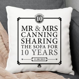 Personalised 10th Anniversary Sharing The Sofa Cushion Product Image