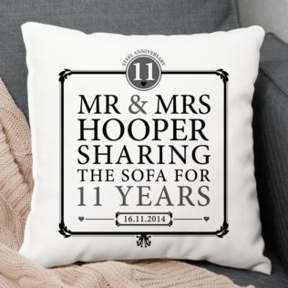 Personalised 11th Anniversary Sharing The Sofa Cushion Product Image