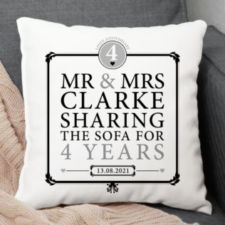 Personalised 4th Anniversary Sharing The Sofa Cushion Product Image