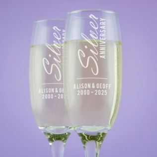 Personalised Silver Anniversary Champagne Flutes Product Image