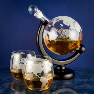 Globe Decanter with Two Glass Tumblers Product Image