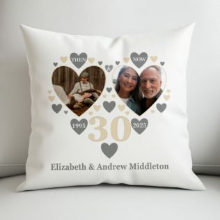 Personalised Then and Now Pearl Anniversary Photo Cushion Product Image