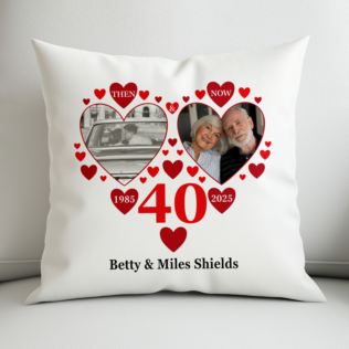 Personalised Then and Now Ruby Anniversary Photo Cushion Product Image