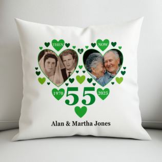 Personalised Then and Now Emerald Anniversary Photo Cushion Product Image