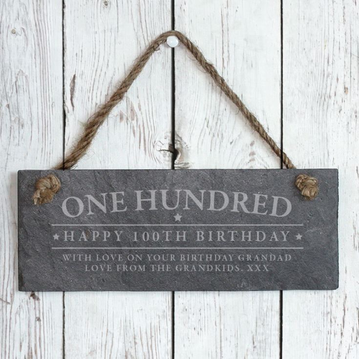 Personalised 100th Birthday Hanging Slate Plaque product image