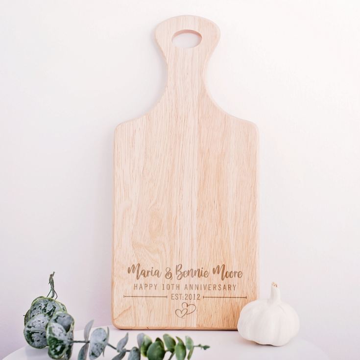 Engraved 10th Anniversary Wooden Chopping Board product image