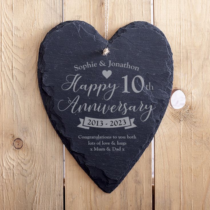 Personalised 10th Anniversary Slate Hanging Heart product image