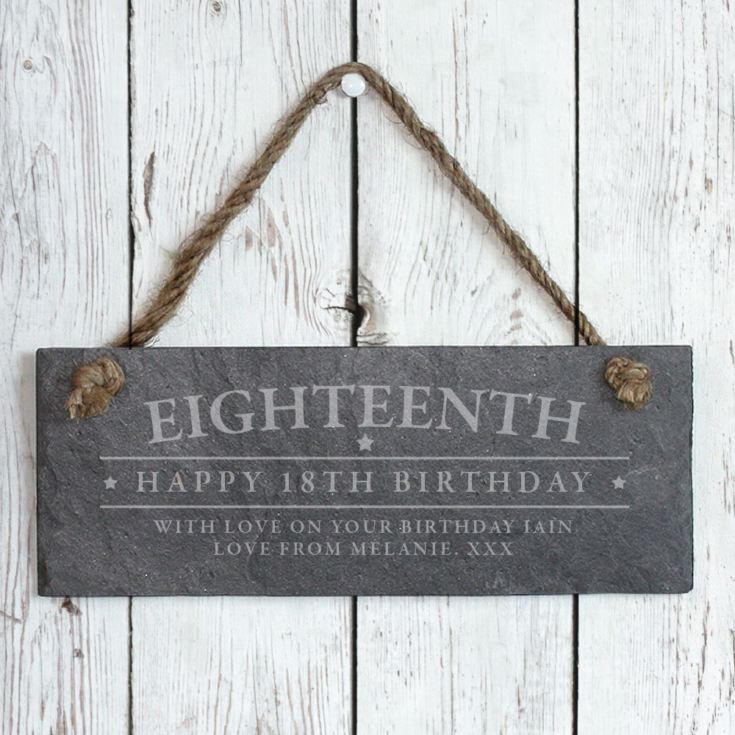 Personalised 18th Birthday Hanging Slate Plaque product image