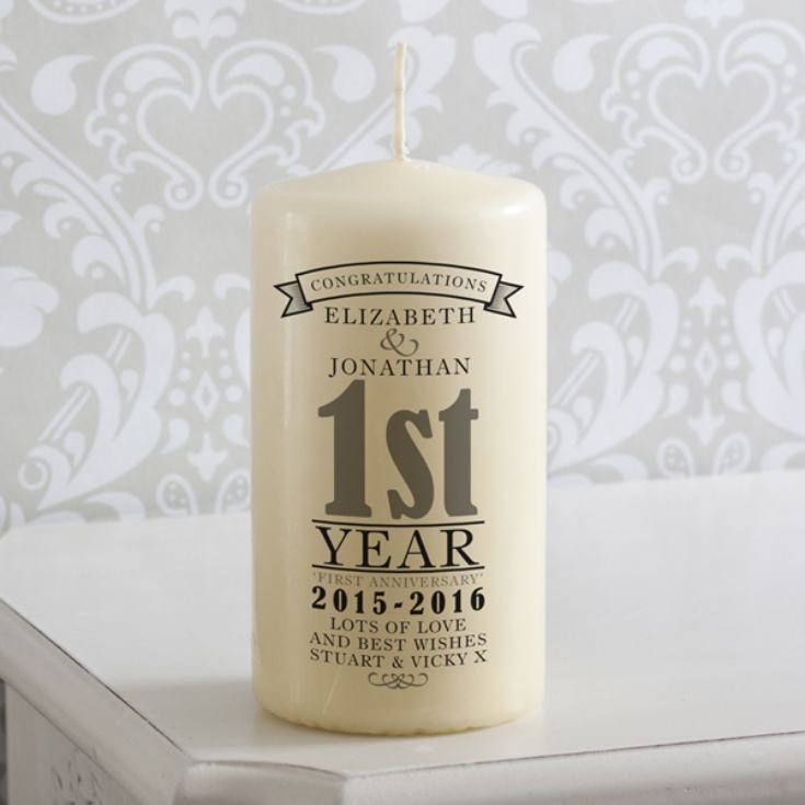 Personalised 1st Anniversary Candle | The Gift Experience