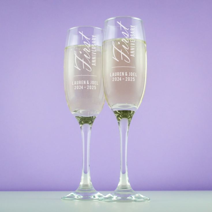 Personalised 1st Anniversary Champagne Flutes product image