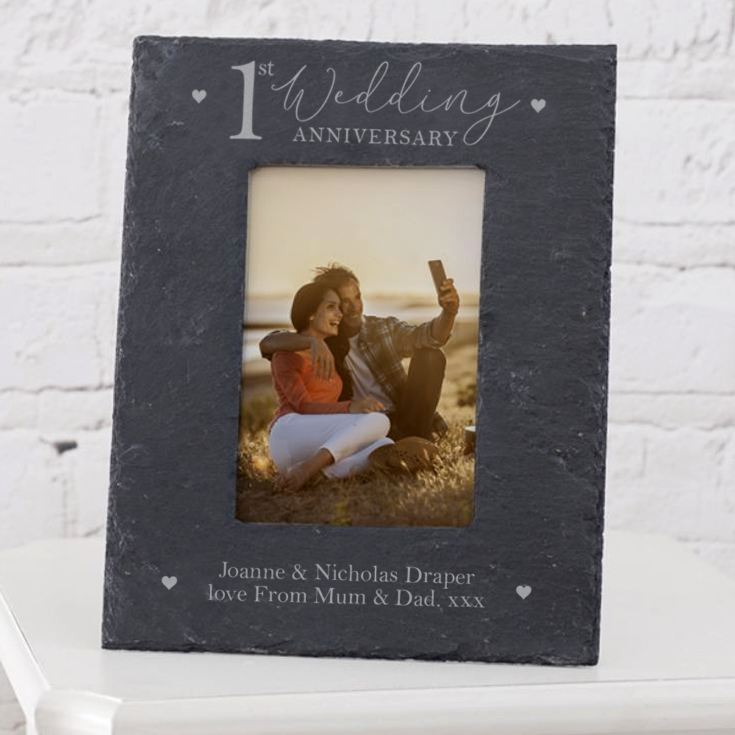 Personalised 1st Anniversary Slate Photo Frame The T Experience 3312