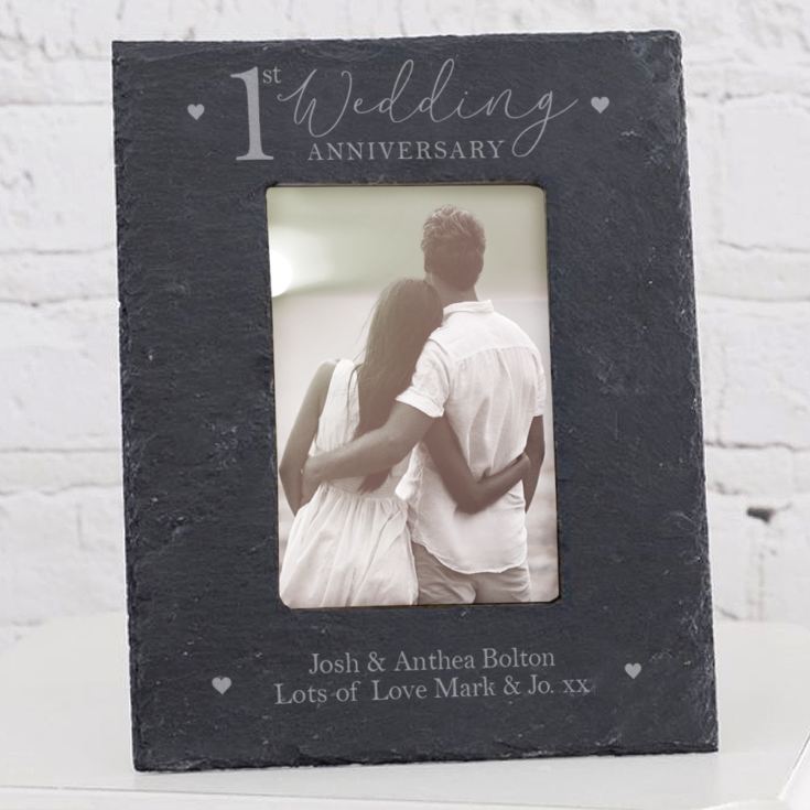 Personalised 1st Anniversary Slate Photo Frame product image