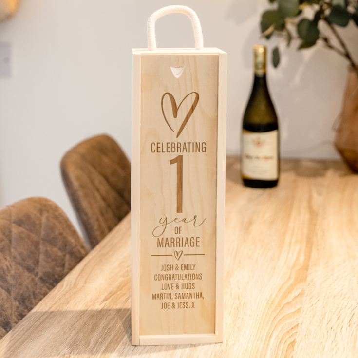 Personalised 1st Anniversary Wooden Wine Box product image