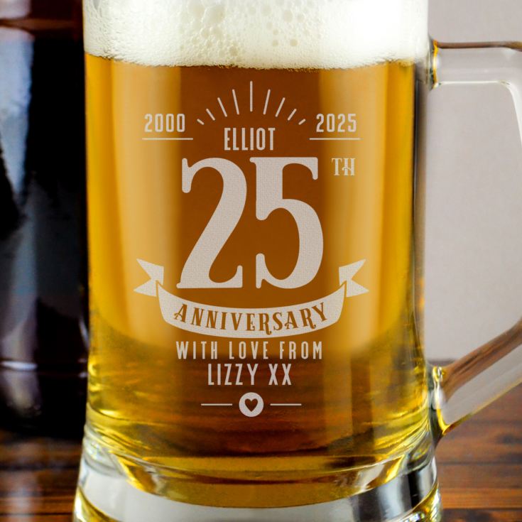 Personalised 25th Anniversary Glass Tankard product image