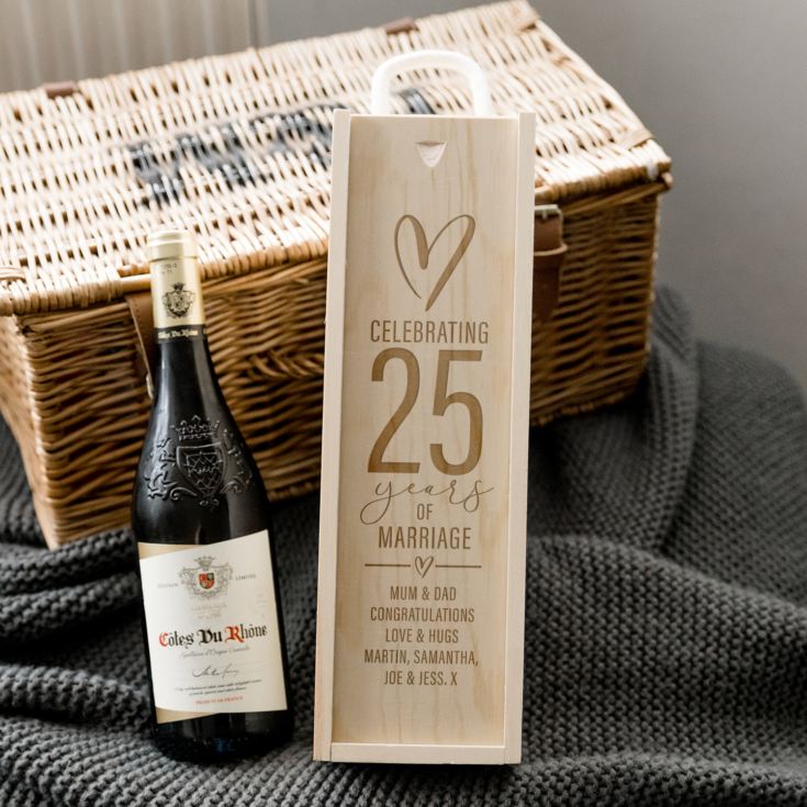 Personalised 25th Anniversary Wooden Wine Box product image