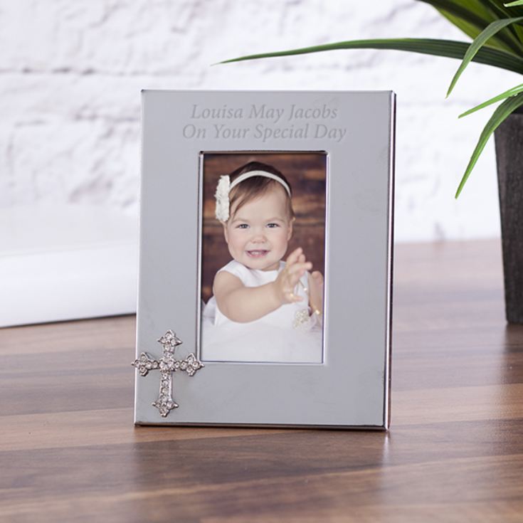 Personalised Photo Frame With Crystal Cross Embellishment | The Gift ...