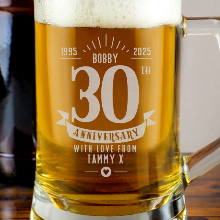 Personalised 30th Anniversary Glass Tankard product image