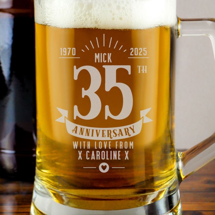 Personalised 35th Anniversary Glass Tankard product image