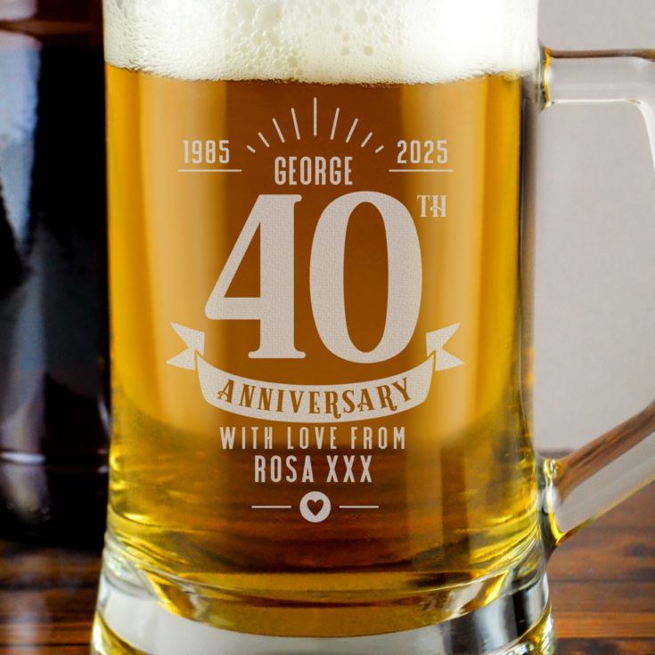 Personalised 40th Anniversary Glass Tankard product image