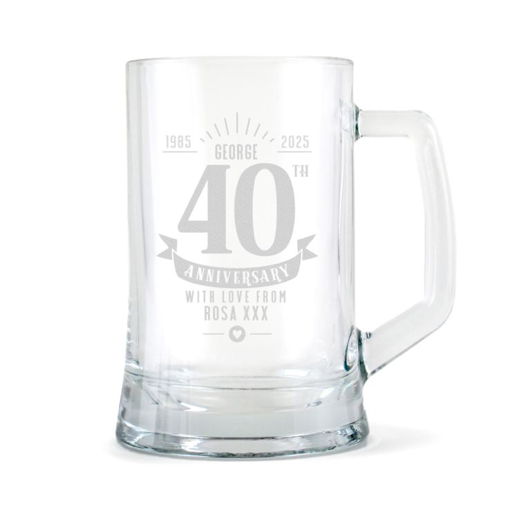 Personalised 40th Anniversary Glass Tankard product image