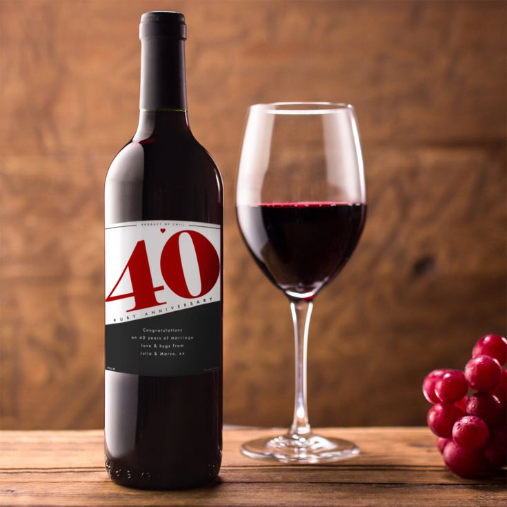 Personalised 40th Anniversary Red Wine product image