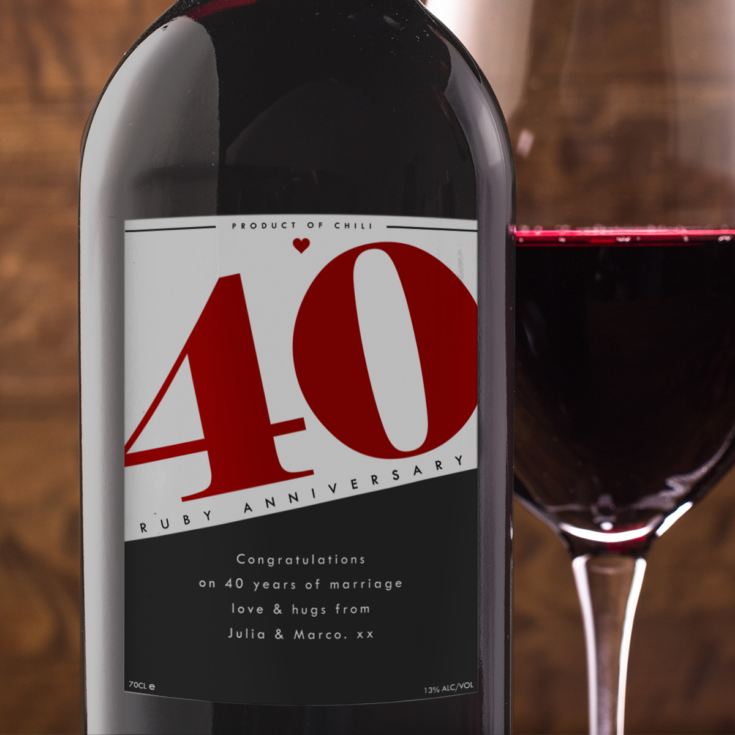 Personalised 40th Anniversary Red Wine product image