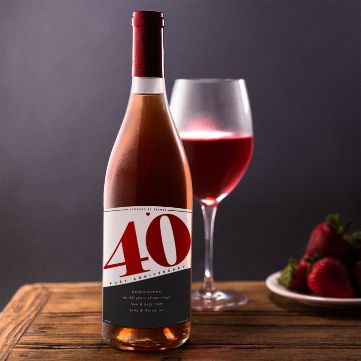 Personalised 40th Anniversary Rose Wine product image