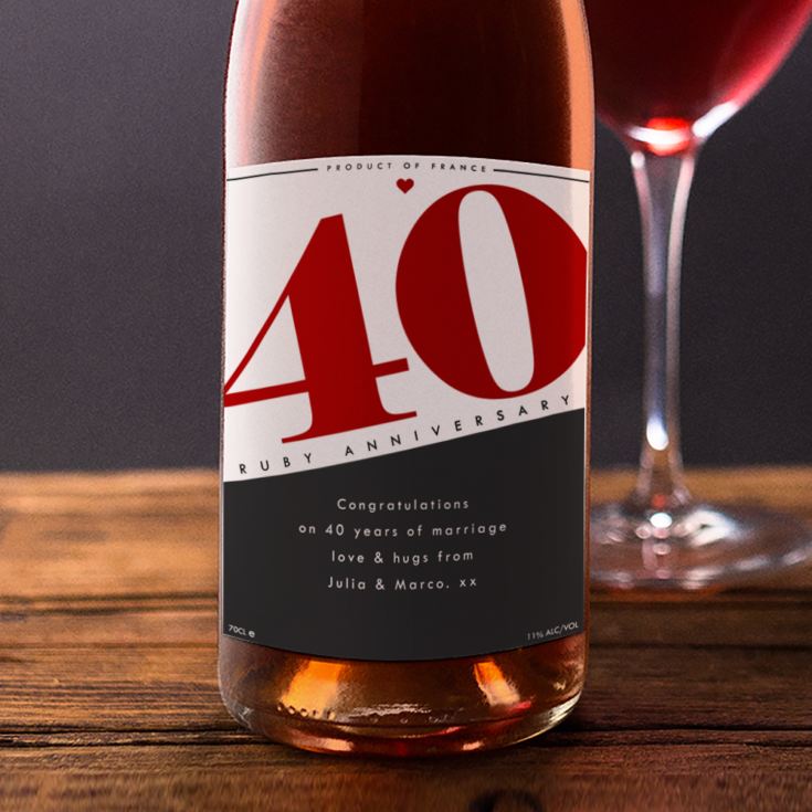 Personalised 40th Anniversary Rose Wine product image