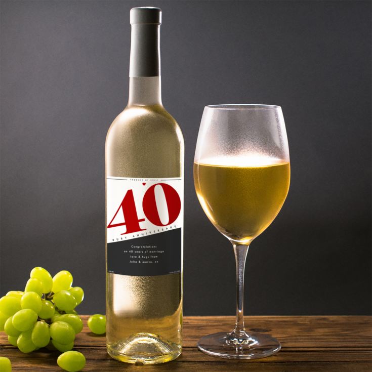 Personalised 40th Anniversary White Wine product image