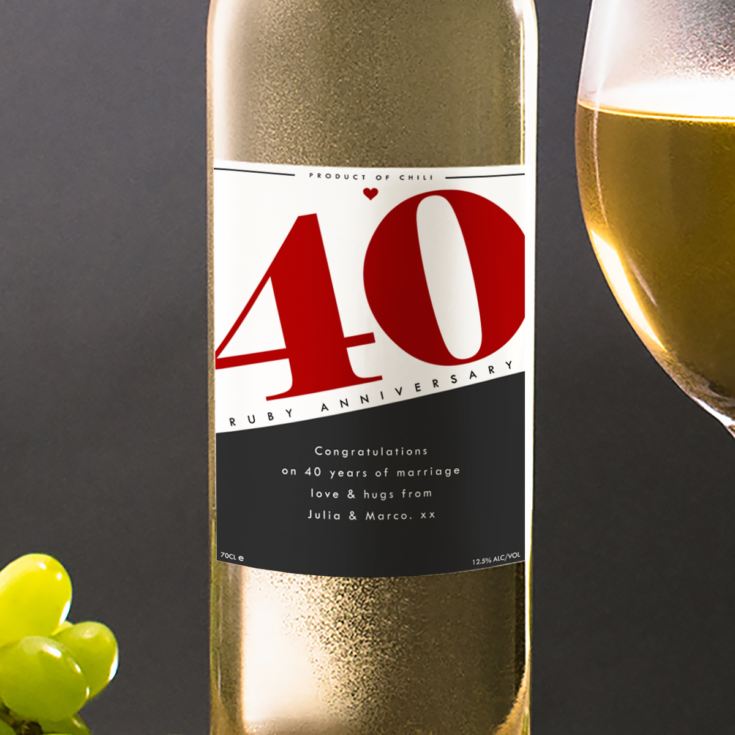 Personalised 40th Anniversary White Wine product image