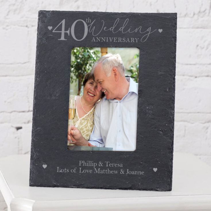 Personalised 40th Anniversary Slate Photo Frame product image