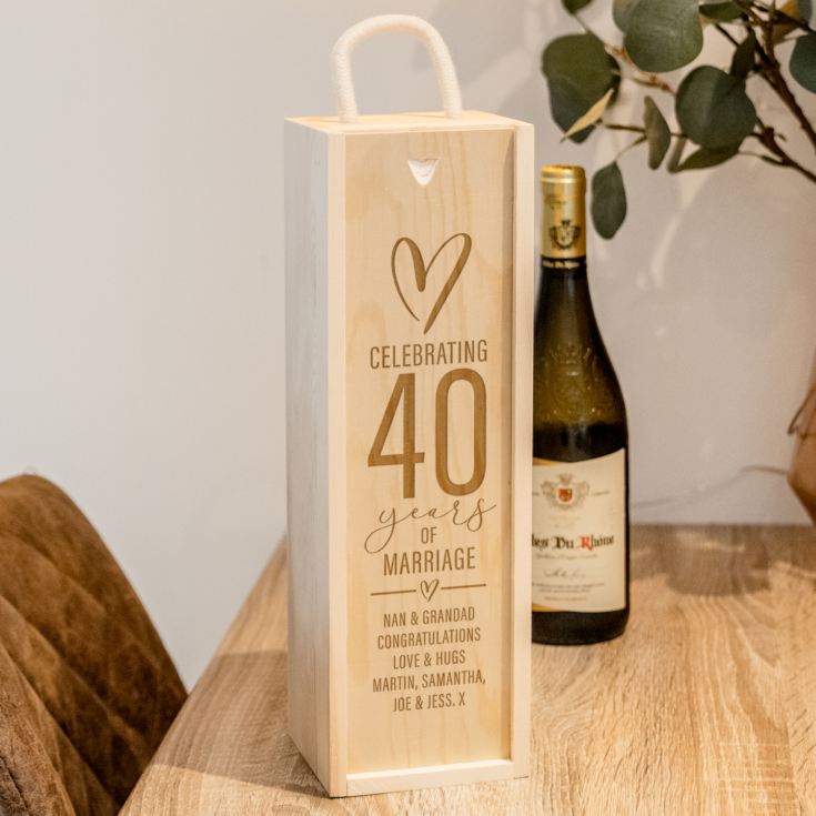 Personalised 40th Anniversary Wooden Wine Box product image