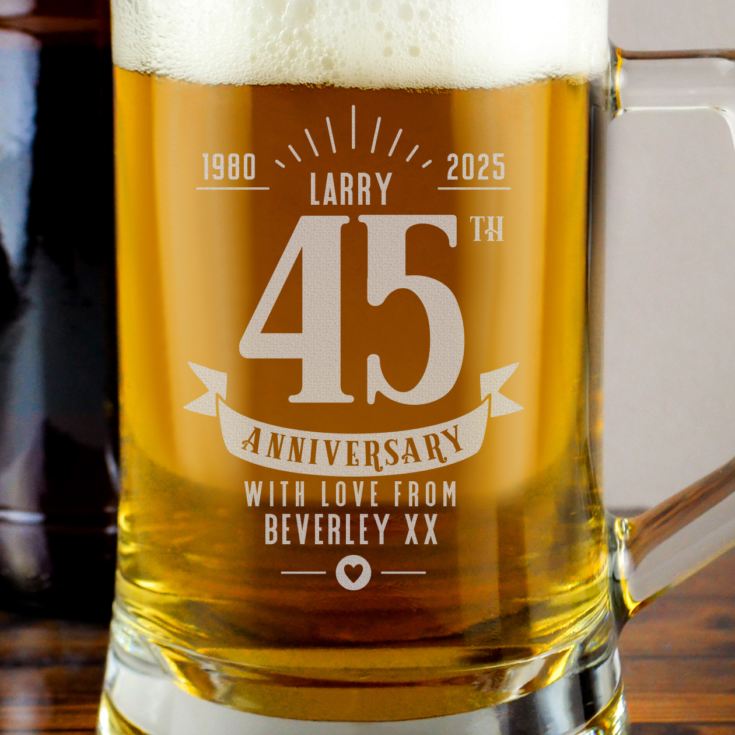 Personalised 45th Anniversary Glass Tankard product image