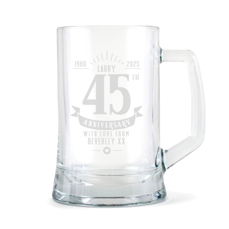 Personalised 45th Anniversary Glass Tankard product image