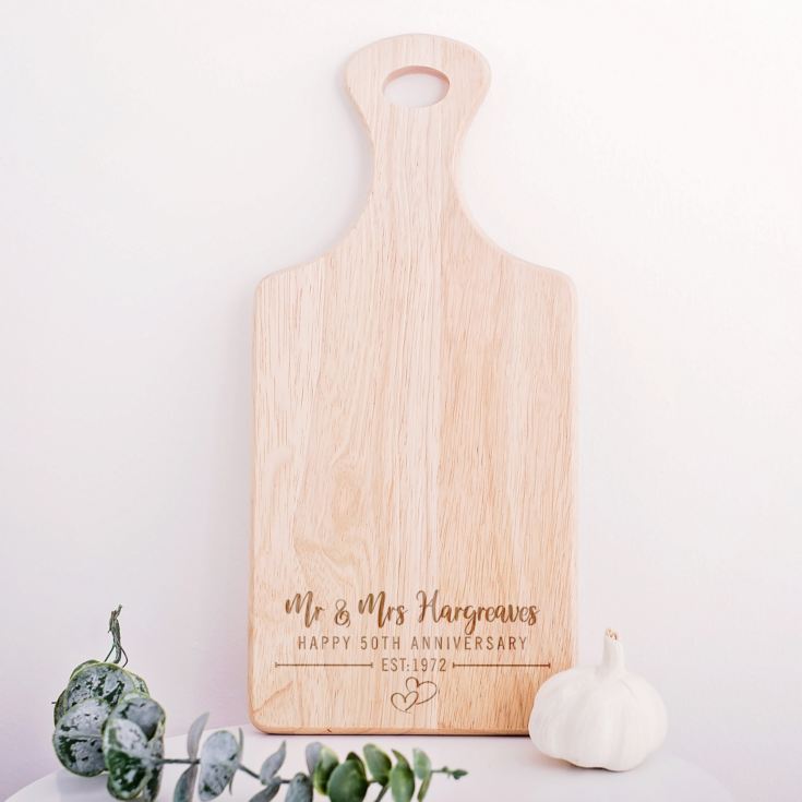 Engraved 50th Anniversary Wooden Chopping Board product image