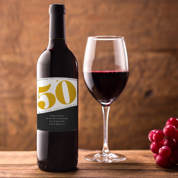 Personalised 50th Anniversary Red Wine product image