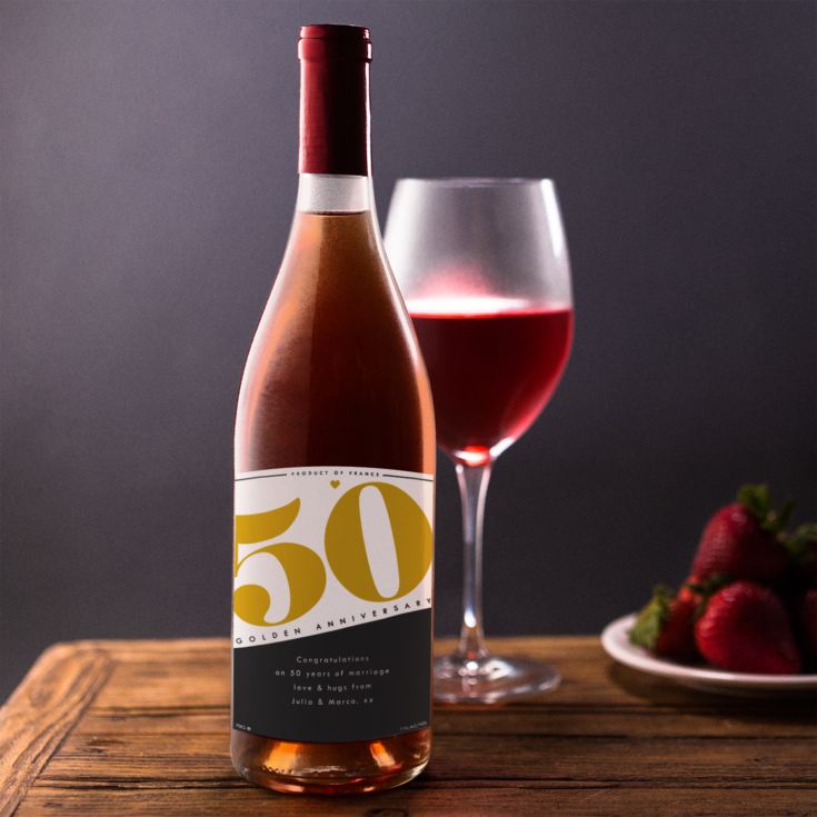 Personalised 50th Anniversary Rose Wine product image