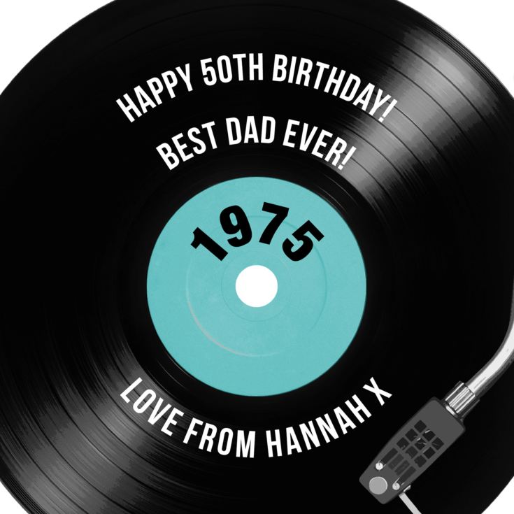 Personalised 50th Birthday Retro Record Cushion product image