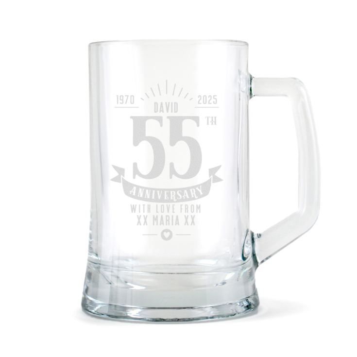 Personalised 55th Anniversary Glass Tankard product image