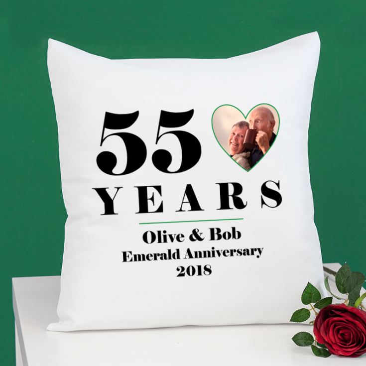 Personalised 55th Wedding Anniversary Photo Cushion | The Gift Experience