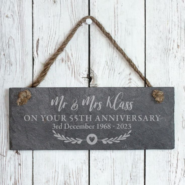 Personalised 55th Anniversary Hanging Slate Plaque product image