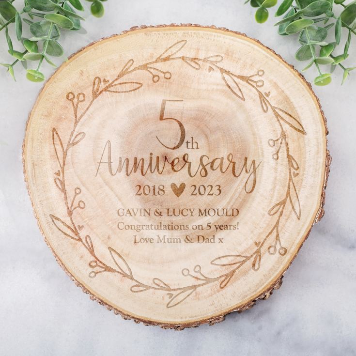 Personalised 5th Anniversary Tree Slice product image