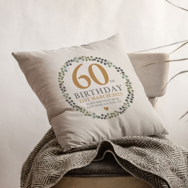 Personalised Luxury 60th Birthday Beige Cushion product image