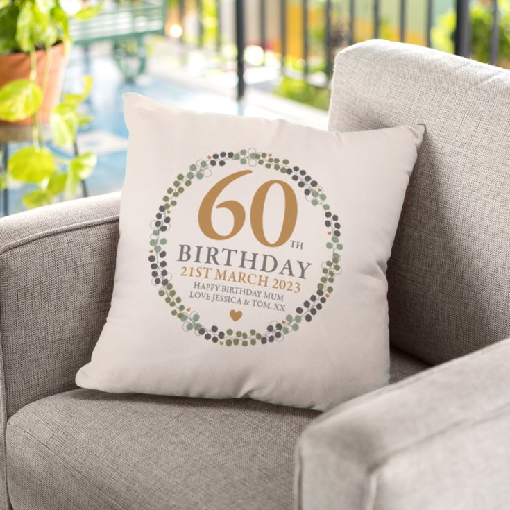 Personalised Luxury 60th Birthday Beige Cushion product image