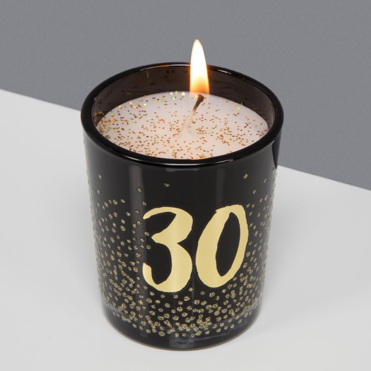 Signography Black Glass Candle With Gold Foil And Glitter 30 The T