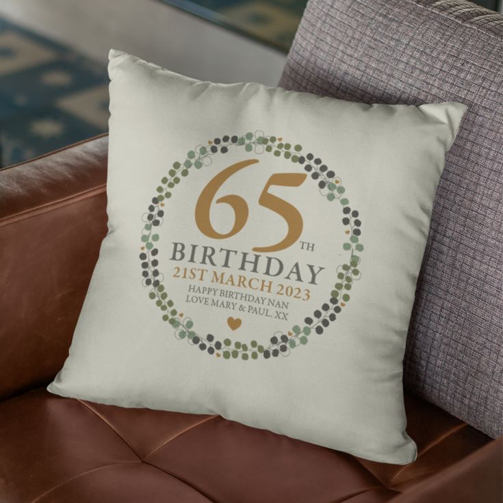 Personalised Luxury 65th Birthday Beige Cushion product image